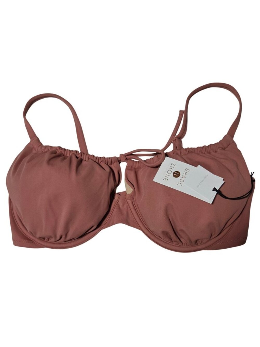 Shade & Shore Pink Underwire Bikini Top Size 36D Removable Pads Swimwear Beach